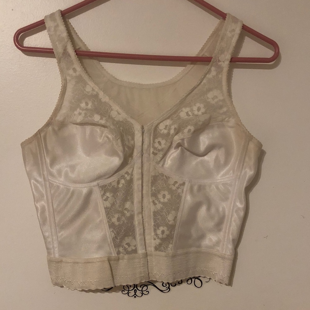 Women's Cream Lace Longline Bra - Classic Support